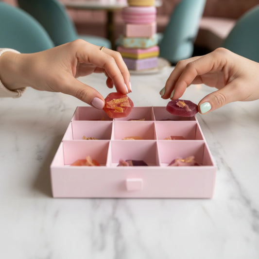 Reinigen Sie 9 essbare Kristalle mit roten Früchten