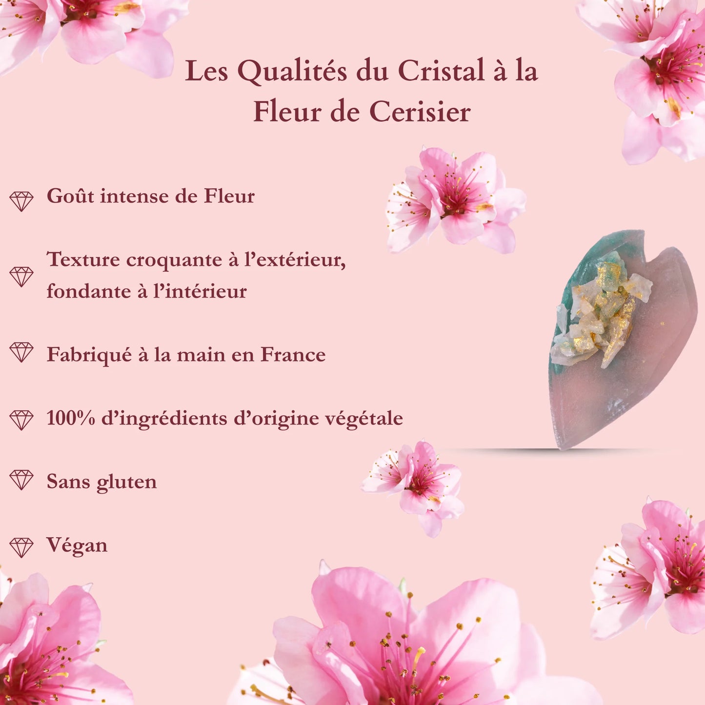 Cristal Comestible aux Fleurs de Cerisier